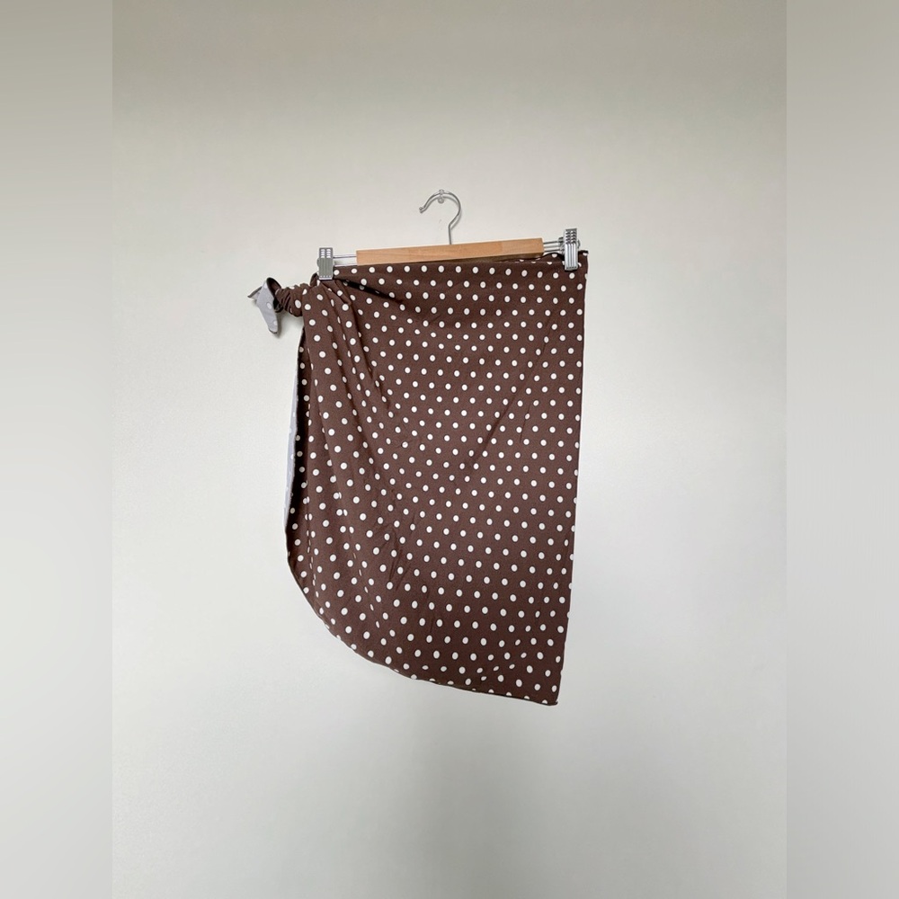Sarong Beach Cover Up Brown White Polka Dots Swimsuit Cover Up Pool S-M